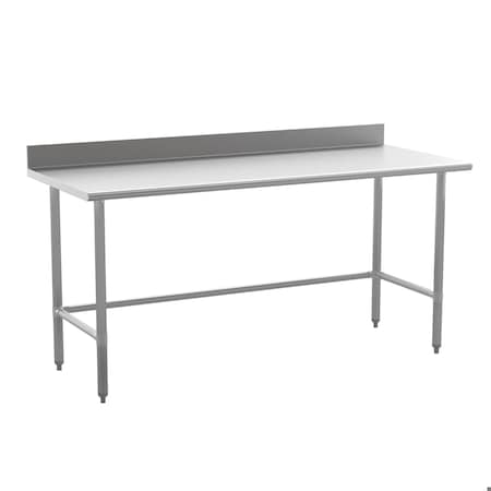 Flash Furniture Reese 430 Stainless Steel 18 Gauge Open Base Kitchen Prep and Work Table w/4-in Backsplash NH-WT-3072-OG-B4-GG